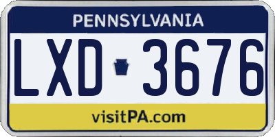 PA license plate LXD3676