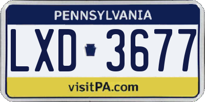PA license plate LXD3677