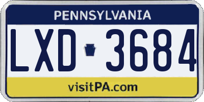 PA license plate LXD3684