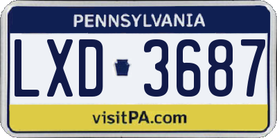 PA license plate LXD3687