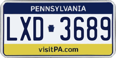 PA license plate LXD3689