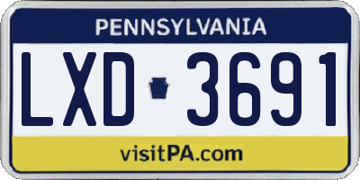 PA license plate LXD3691