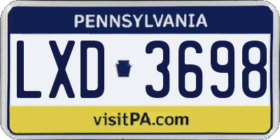 PA license plate LXD3698