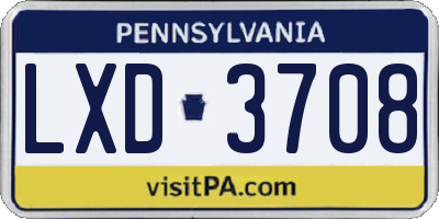 PA license plate LXD3708