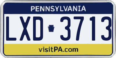 PA license plate LXD3713
