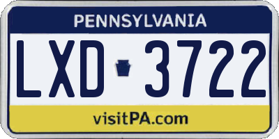 PA license plate LXD3722
