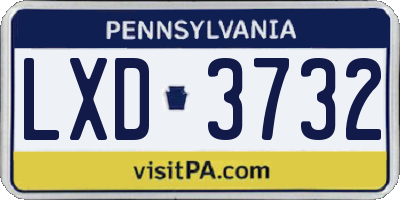 PA license plate LXD3732