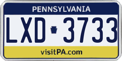 PA license plate LXD3733