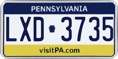 PA license plate LXD3735