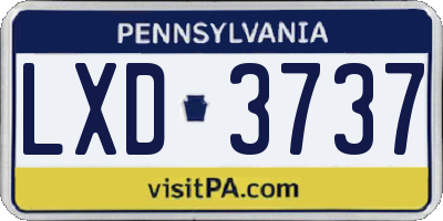 PA license plate LXD3737