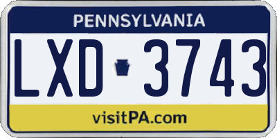 PA license plate LXD3743
