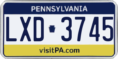 PA license plate LXD3745