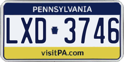 PA license plate LXD3746