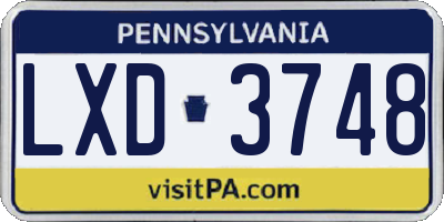 PA license plate LXD3748