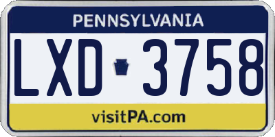 PA license plate LXD3758
