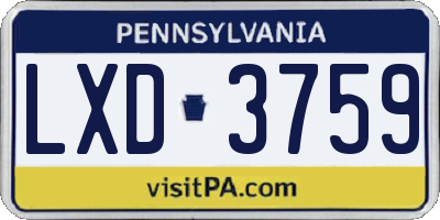 PA license plate LXD3759
