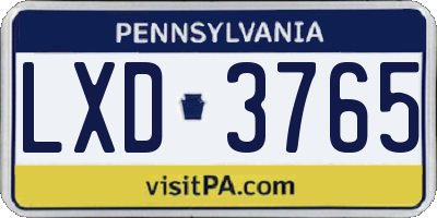 PA license plate LXD3765