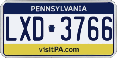 PA license plate LXD3766
