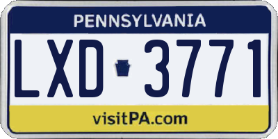 PA license plate LXD3771