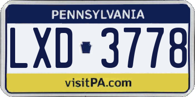 PA license plate LXD3778