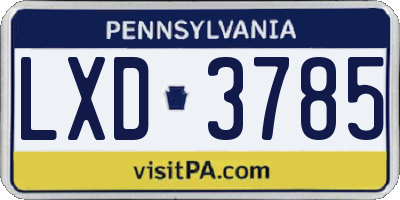 PA license plate LXD3785
