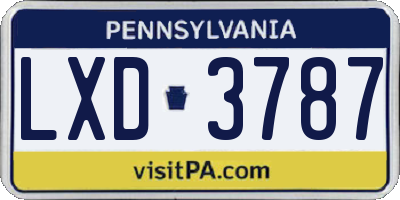 PA license plate LXD3787