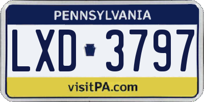 PA license plate LXD3797