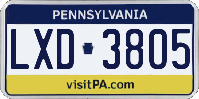 PA license plate LXD3805