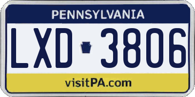 PA license plate LXD3806