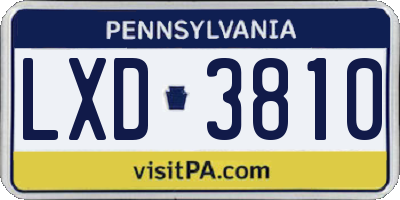 PA license plate LXD3810