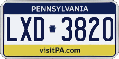 PA license plate LXD3820