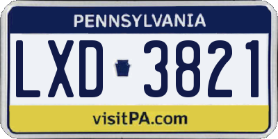 PA license plate LXD3821
