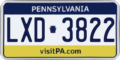 PA license plate LXD3822