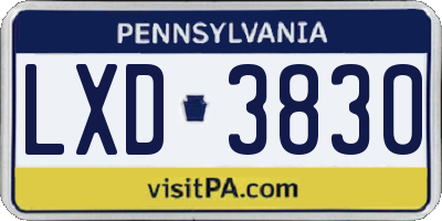 PA license plate LXD3830