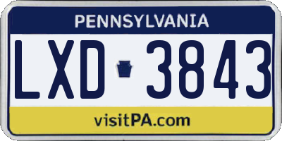 PA license plate LXD3843