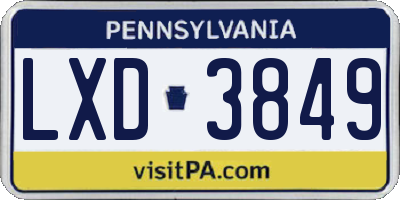 PA license plate LXD3849