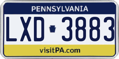 PA license plate LXD3883