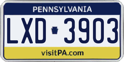 PA license plate LXD3903