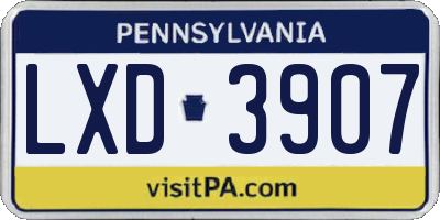 PA license plate LXD3907
