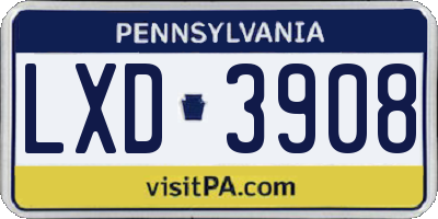 PA license plate LXD3908