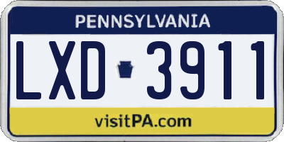 PA license plate LXD3911