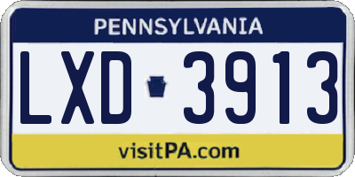 PA license plate LXD3913