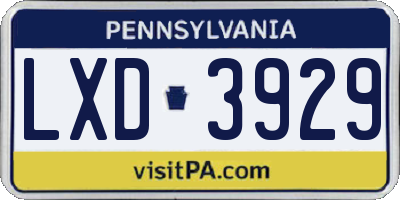 PA license plate LXD3929