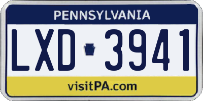 PA license plate LXD3941