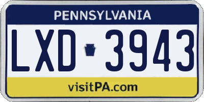 PA license plate LXD3943