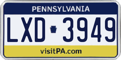 PA license plate LXD3949