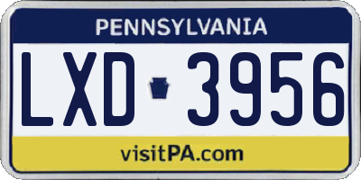 PA license plate LXD3956