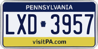 PA license plate LXD3957