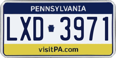 PA license plate LXD3971