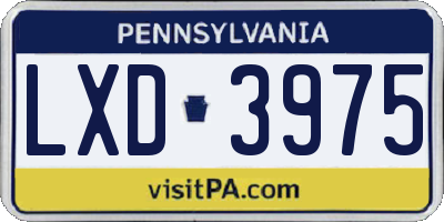 PA license plate LXD3975
